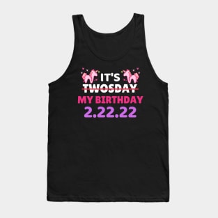 It's Twosday My Birthday 2-22-22, Cool Twosday Birthday Unicorn Tank Top